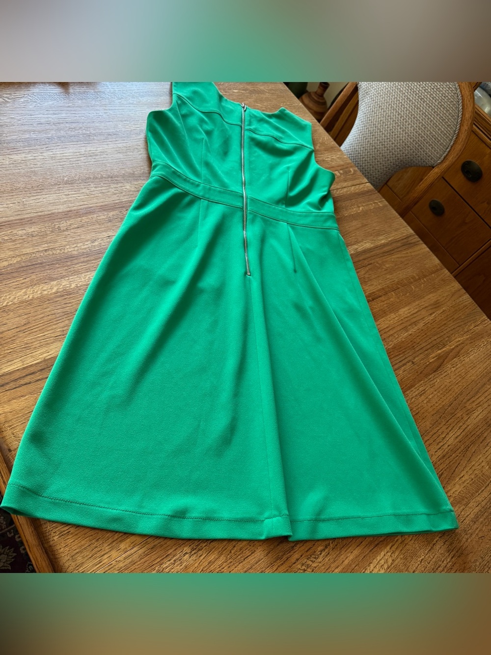 Karl Lagerfeld Paris Kelly Green Sleeveless Shift Dress with Pockets Size 12 - Picture 7 of 12